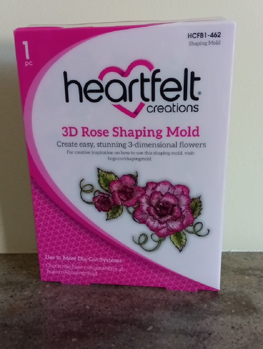 Heartfelt Creations 3D Rose Shaping Mold - Pink/White Packaging